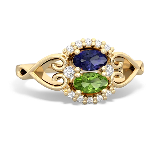 Lab Sapphire Lab Created Sapphire with Genuine Peridot Love Nest ring Ring