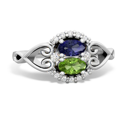 lab sapphire-peridot antique keepsake ring