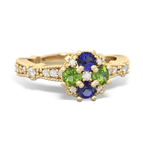 Lab Sapphire Lab Created Sapphire with Genuine Peridot Milgrain Antique Style ring Ring