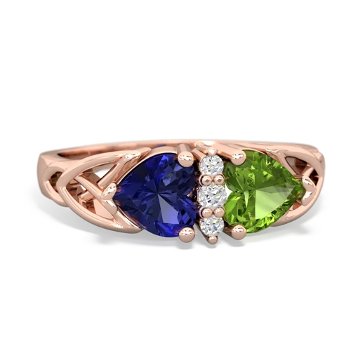 Lab Created Sapphire with Genuine Peridot Celtic Trinity Knot ring