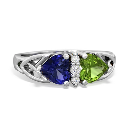 Lab Sapphire Lab Created Sapphire with Genuine Peridot Celtic Trinity Knot ring Ring
