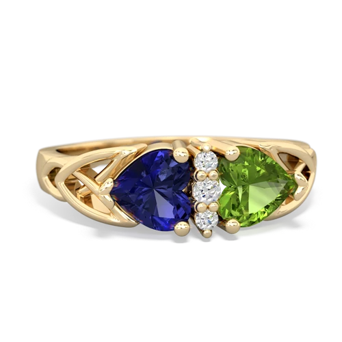 Lab Sapphire Lab Created Sapphire with Genuine Peridot Celtic Trinity Knot ring Ring
