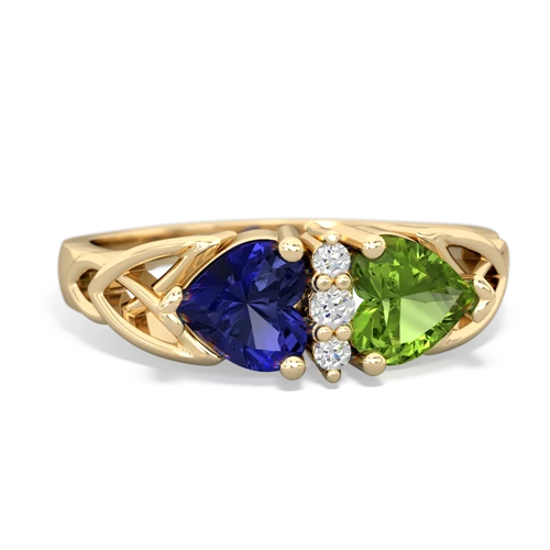 lab sapphire-peridot celtic ring