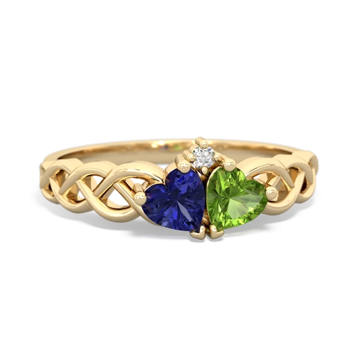 Lab Sapphire Lab Created Sapphire with Genuine Peridot Heart to Heart Braid ring Ring