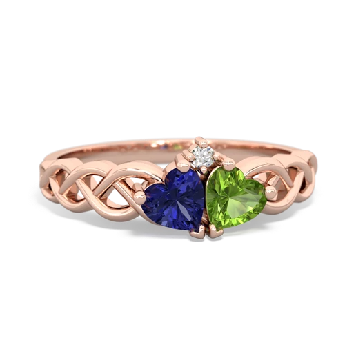 lab sapphire-peridot celtic braid ring