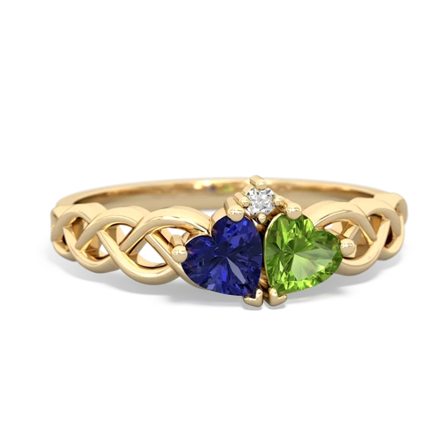 lab sapphire-peridot celtic braid ring