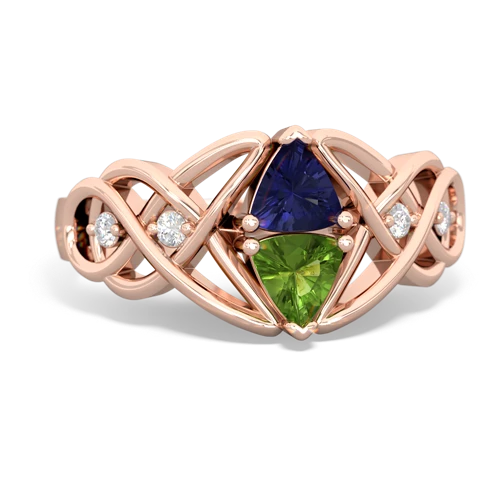 Lab Created Sapphire with Genuine Peridot Keepsake Celtic Knot ring