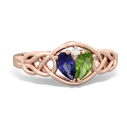 Lab Created Sapphire with Genuine Peridot Celtic Love Knot ring