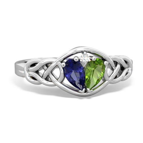 lab sapphire-peridot celtic knot ring