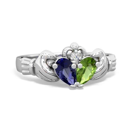 Lab Sapphire Lab Created Sapphire with Genuine Peridot Claddagh ring Ring