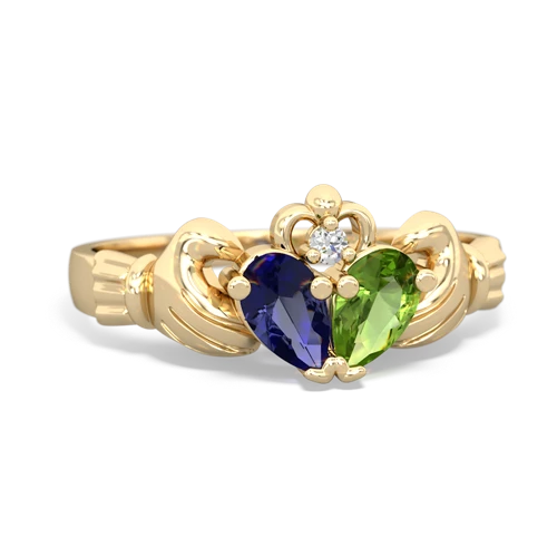 Lab Sapphire Lab Created Sapphire with Genuine Peridot Claddagh ring Ring