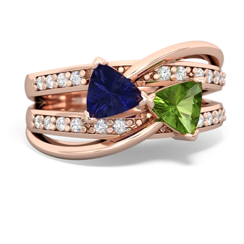 Lab Created Sapphire with Genuine Peridot Bowtie ring