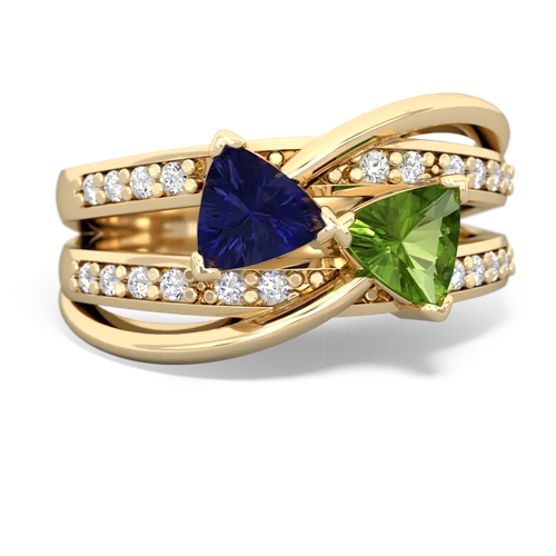 Lab Sapphire Lab Created Sapphire with Genuine Peridot Bowtie ring Ring