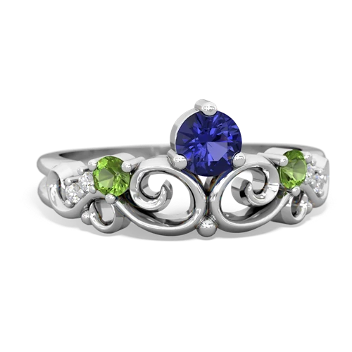 Lab Sapphire Lab Created Sapphire with Genuine Peridot and  Crown Keepsake ring Ring