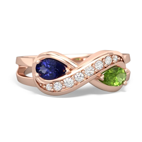 Lab Created Sapphire with Genuine Peridot Diamond Infinity ring