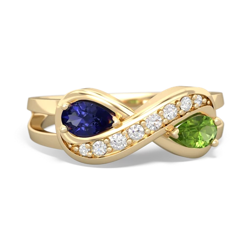 Lab Sapphire Lab Created Sapphire with Genuine Peridot Diamond Infinity ring Ring
