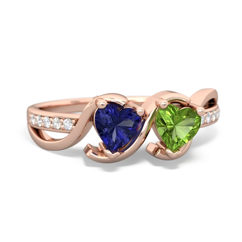 Lab Created Sapphire with Genuine Peridot Side by Side ring