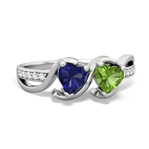 Lab Sapphire Lab Created Sapphire with Genuine Peridot Side by Side ring Ring