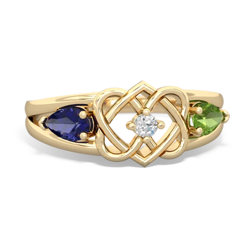 Lab Sapphire Lab Created Sapphire with Genuine Peridot Hearts Intertwined ring Ring