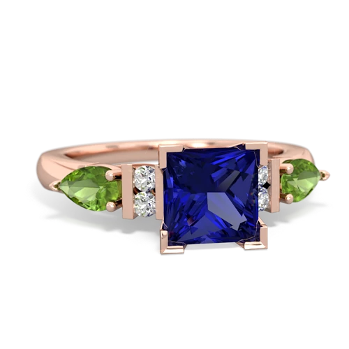 Lab Created Sapphire with Genuine Peridot and  Engagement ring