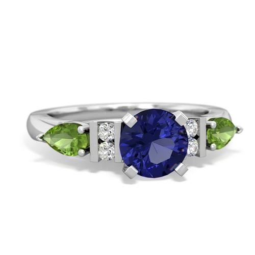 lab sapphire-peridot engagement ring