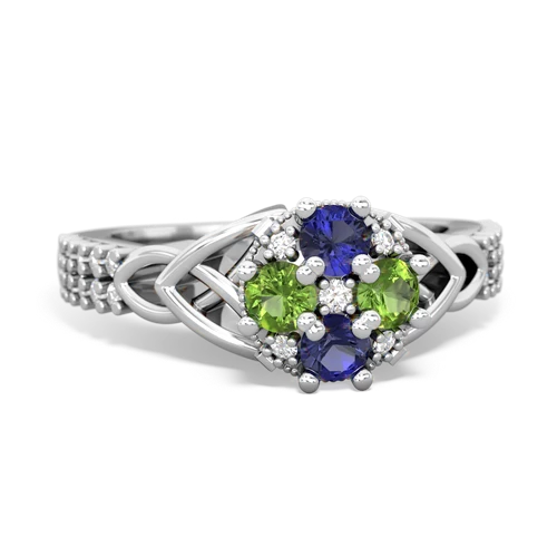 Lab Sapphire Lab Created Sapphire with Genuine Peridot Celtic Knot Engagement ring Ring