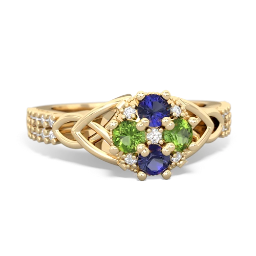 Lab Sapphire Lab Created Sapphire with Genuine Peridot Celtic Knot Engagement ring Ring