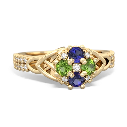 lab sapphire-peridot engagement ring