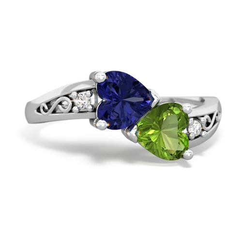 lab sapphire-peridot filligree ring