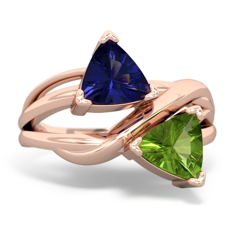 Lab Created Sapphire with Genuine Peridot Split Band Swirl ring