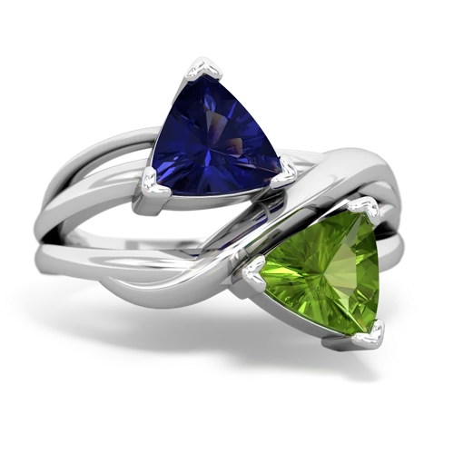 lab sapphire-peridot filligree ring