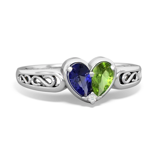 lab sapphire-peridot filligree ring