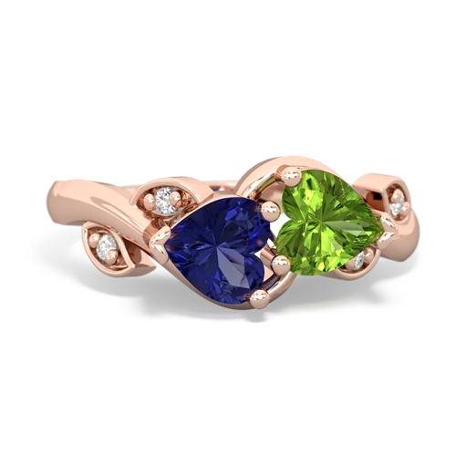 Lab Created Sapphire with Genuine Peridot Floral Elegance ring