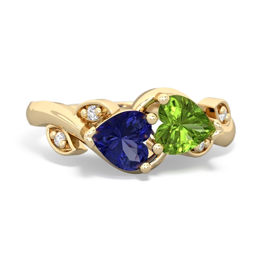 Lab Sapphire Lab Created Sapphire with Genuine Peridot Floral Elegance ring Ring