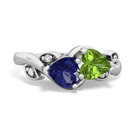 lab sapphire-peridot floral keepsake ring