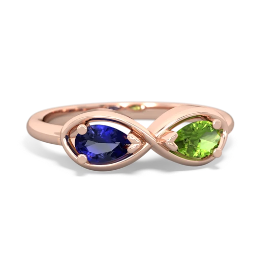 Lab Created Sapphire with Genuine Peridot Infinity ring