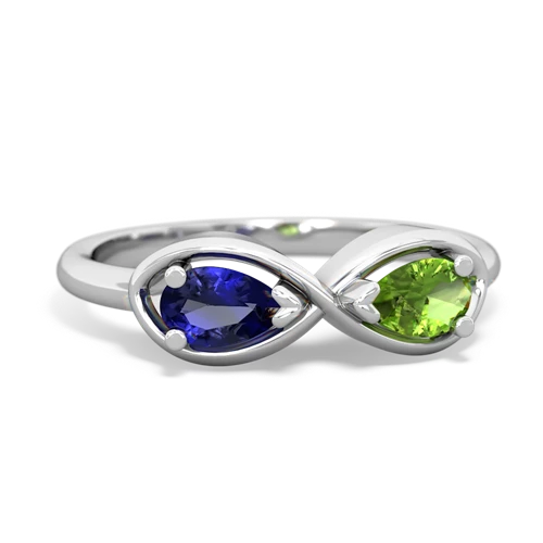 lab sapphire-peridot infinity ring