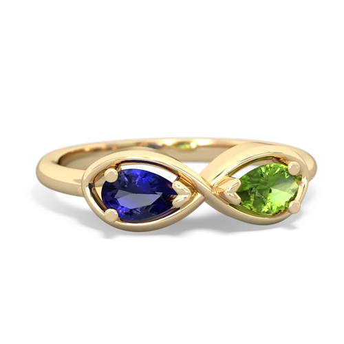 lab sapphire-peridot infinity ring