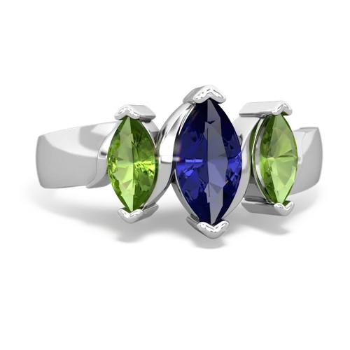 Lab Sapphire Lab Created Sapphire with Genuine Peridot and Genuine Garnet Three Peeks ring Ring