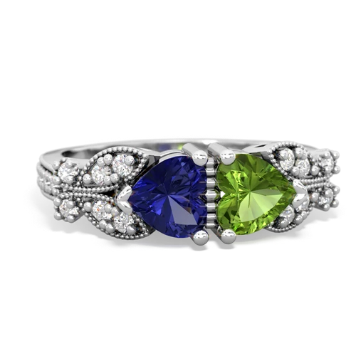 Lab Sapphire Lab Created Sapphire with Genuine Peridot Diamond Butterflies ring Ring