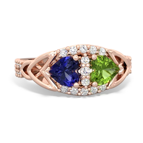 Lab Created Sapphire with Genuine Peridot Celtic Knot Engagement ring