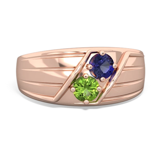 lab sapphire-peridot mens ring