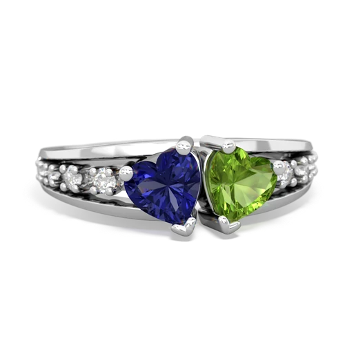 Lab Sapphire Lab Created Sapphire with Genuine Peridot Heart to Heart ring Ring