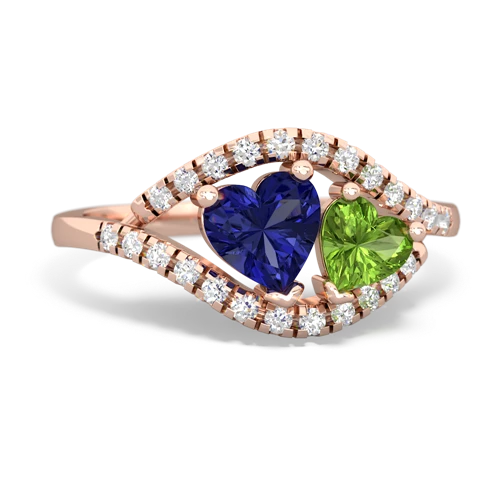 Lab Created Sapphire with Genuine Peridot Mother and Child ring