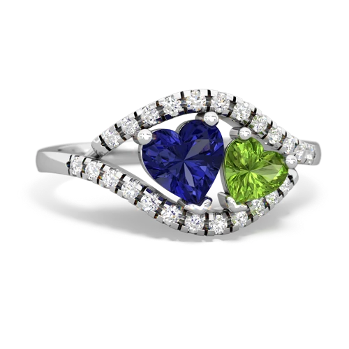 Lab Sapphire Lab Created Sapphire with Genuine Peridot Mother and Child ring Ring