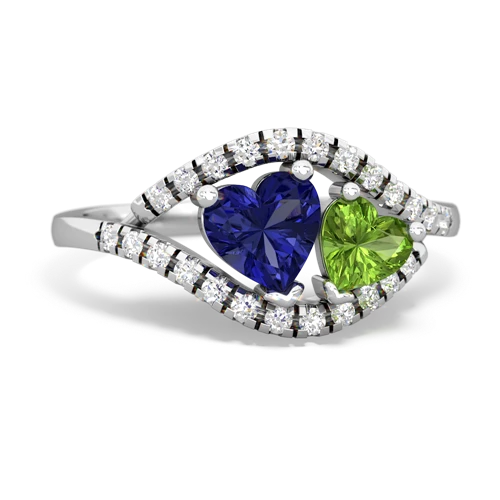 lab sapphire-peridot mother child ring