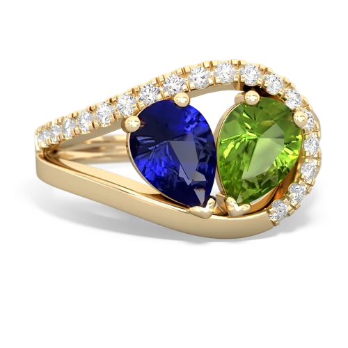 Lab Sapphire Lab Created Sapphire with Genuine Peridot Nestled Heart Keepsake ring Ring