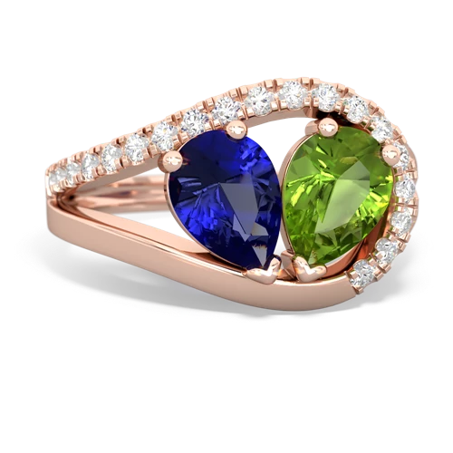 lab sapphire-peridot pave heart ring