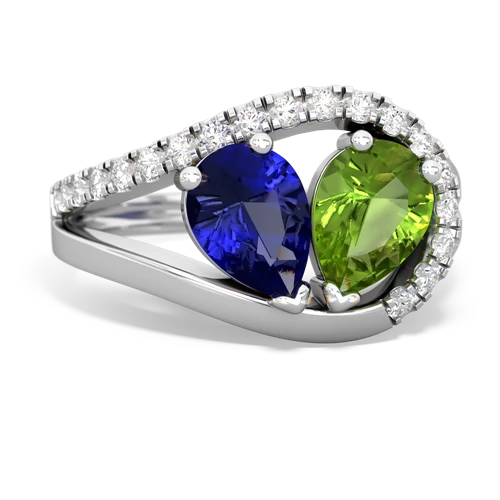 lab sapphire-peridot pave heart ring