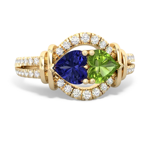 Lab Sapphire Lab Created Sapphire with Genuine Peridot Art-Deco Keepsake ring Ring